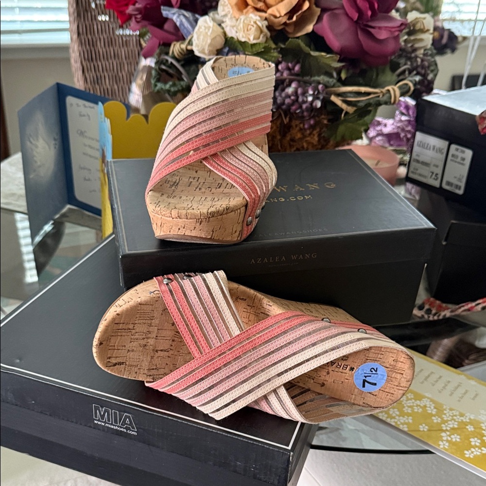 MIA Women's Wedge Sandals - Pink and Cream